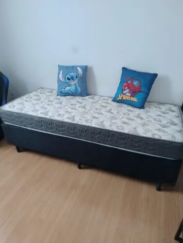 CAMA BOX COM COLCHÃO ORTOBOM