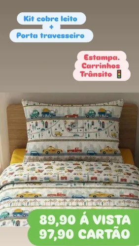 Kit cobre leito dupla face carrinhos ( 2 peças )