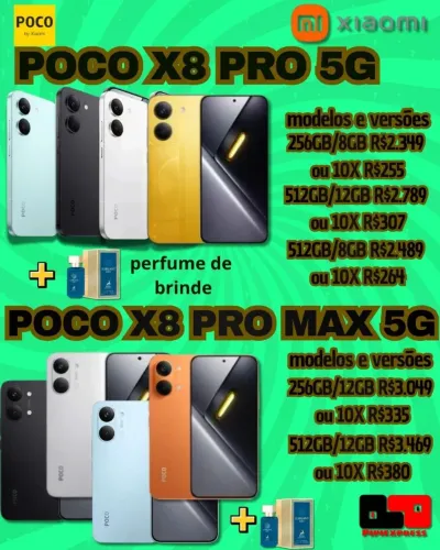 Poco X8 Pro 5G e Poco X8 Pro Max 5G! aparelhos novos com brinde!