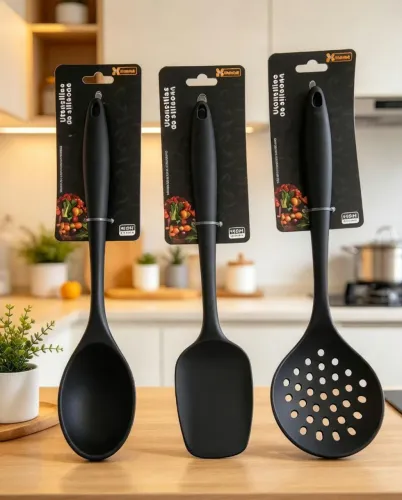 Utensílios Silicone Preto
