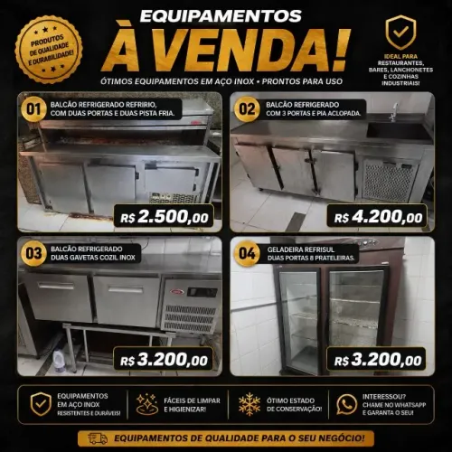 Balcão refrigerado Inox - restaurante/lanchonete