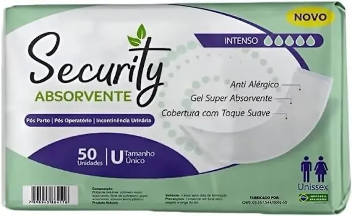 Security Absorvente Adulto pós parto, pós operatório ou incontinência adulto