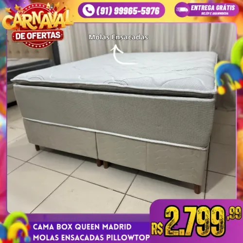 Cama Box Queen Molas Ensacadas Com Pillow Top Madrid