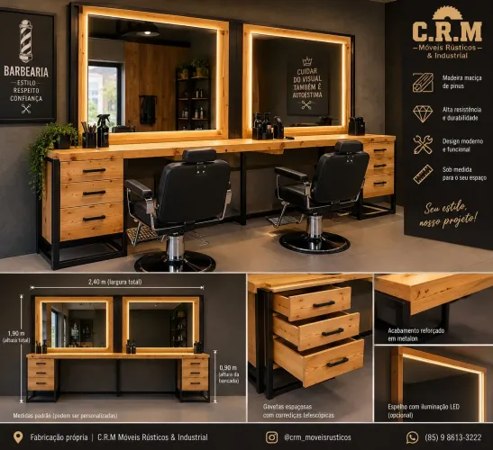 Bancada para barbearia