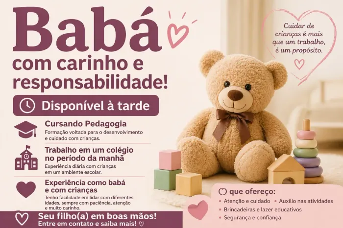 Babá / Cuidadora de Crianças - Período da tarde
