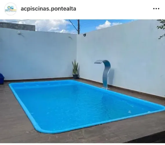 Piscina de Fibra 5 metros com instalação Led + Cascata