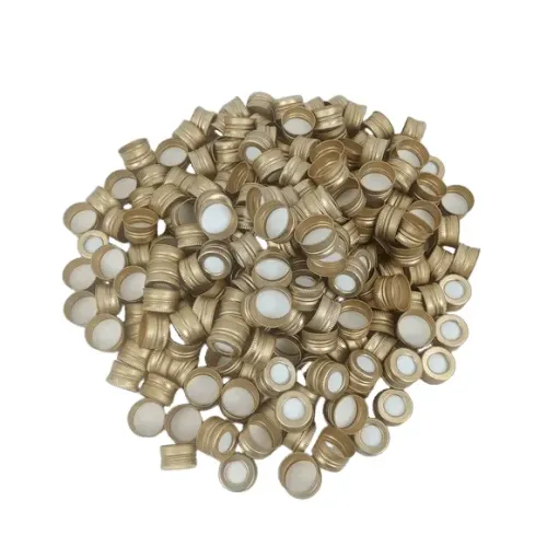 100 TAMPAS ALUMINIO DOURADA COM FURO 28/410 - NOVO 