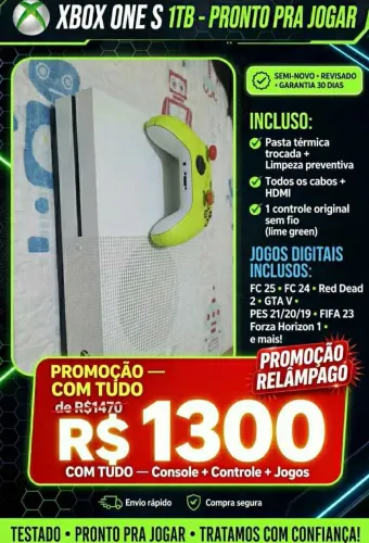 Xbox one s 1tb com vários jogos 