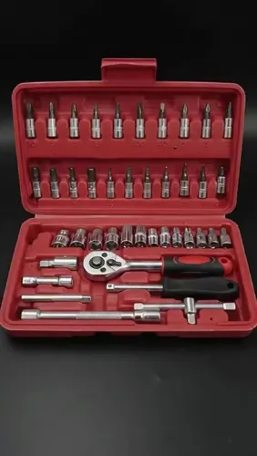 Maleta Kit Ferramentas 46 Peças, chave catraca reversível