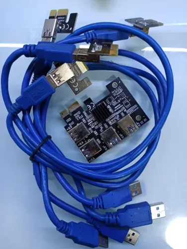 Multiplicador Pci-e 1 Pra 4 Slots Rig Mineração Usb 3.0