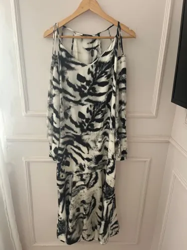 Vestido Le Lis Blanc Branco e Preto 38 100% seda