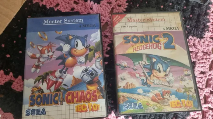 Sonic Master System chaos e Sonic 2 caixa manual completos 