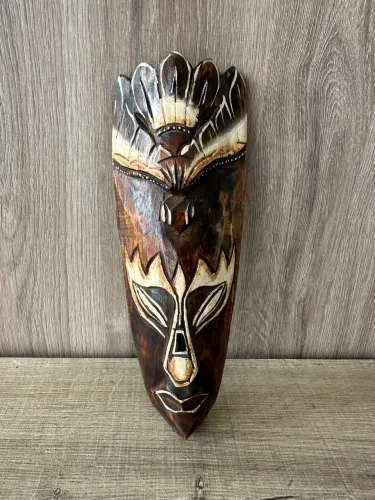 Máscara Africana Tribal Madeira Escultura Artesanal Campinas-sp 