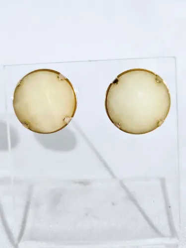 Brinco Rommanel solitário com pedra facetada banhado a ouro 18k