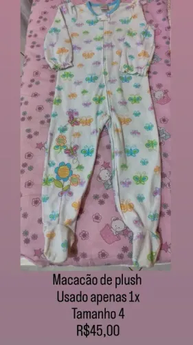 Macacão de plush infantil tamanho 4
