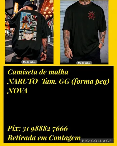 NARUTO Blusa malha de algodão do NARUTO.  OPORTUNIDADE 