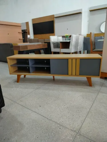 Bancada Paraty Com 1 Porta Deslizante Com Detalhe Ripado Freijó/Cinza 100% MDF - Em Oferta