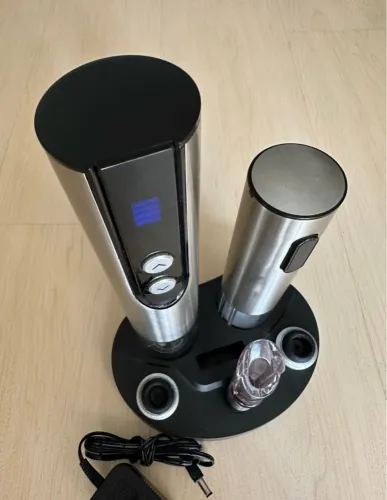 Abridor de Vinho Elétrico Automático com Base e Acessórios