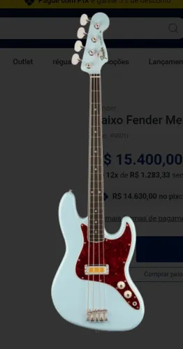 Baixo Fender Mex 4c Gold Foil Jazz Bass Sonic Blue