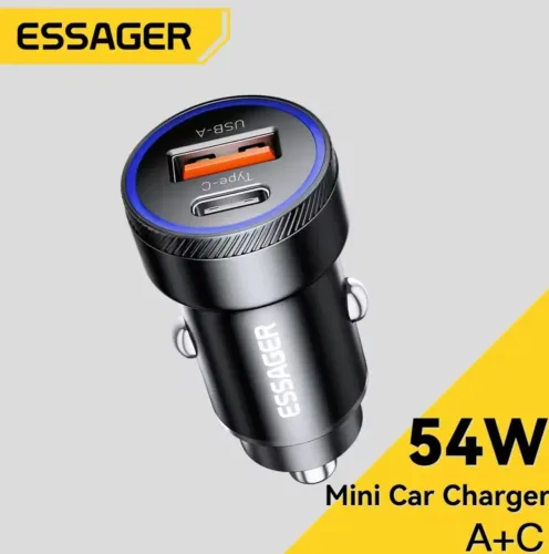 Essager Carregador Veicular 54W Dual USB A+C