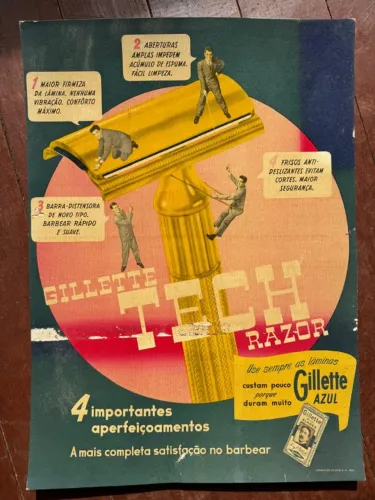  Gravura 1940 Gilette vintage Retro Barbearia Barber