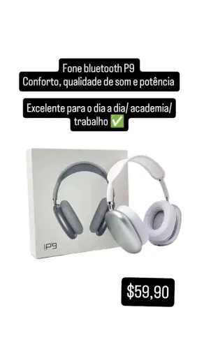 Fone Bluetooth P9 - Conforto e Qualidade de Som!
