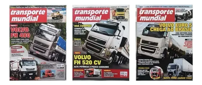Kit 3 Revistas Transporte Mundial - Caminhão Volvo FH