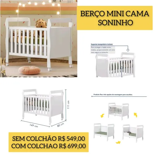Berço Mini Cama Soninho Branco - Conforto e Segurança