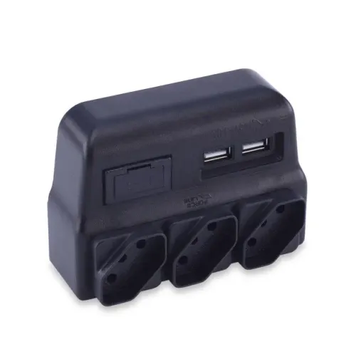 Protetor Elétrico 3 Tomadas USB Duplo Bivolt Preto 