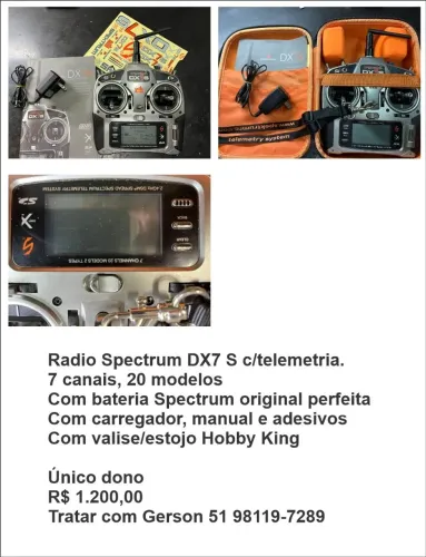 Radio transmissor Spectrum DX7 com telemetria 