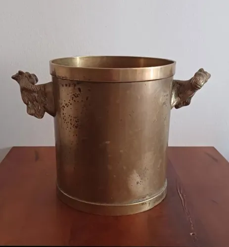 Balde para gelo em bronze com pegadores externos - 22 x 20 cm