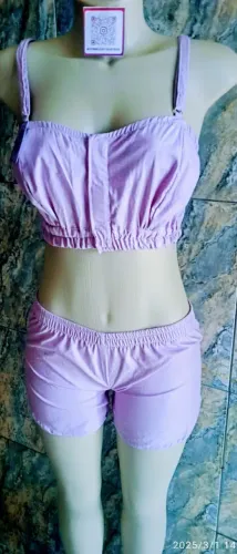Conjunto Verão Adulto cor lilás Tam 38  alça regulável abertura frontal elástico cintura.