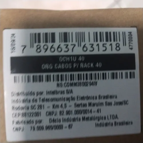 Organizador de cabos para racks Intelbras OCH1U 40/ OCH1U 80