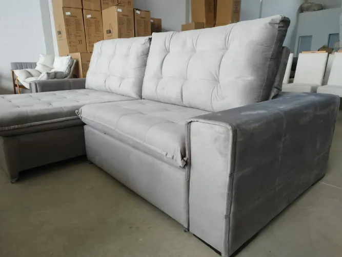 Sofá de Canto Cinza com Design Moderno