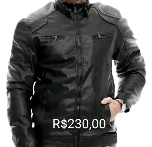 Jaqueta de couro masculina preta