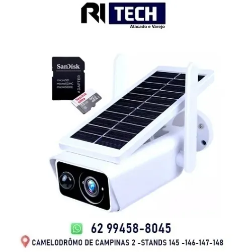 Câmera Segurança Externa Energia Solar Wifi Vigilância + Cartão de Memória de Brinde