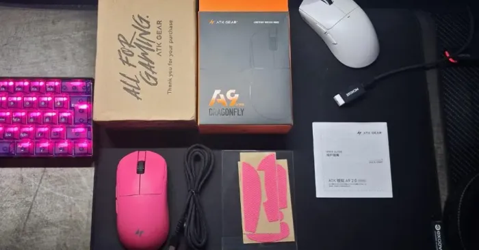 Mouse Gamer ATK A9 Plus Rose Pink SENSOR 3395 Bateria 800mah (logitech superlight 2)