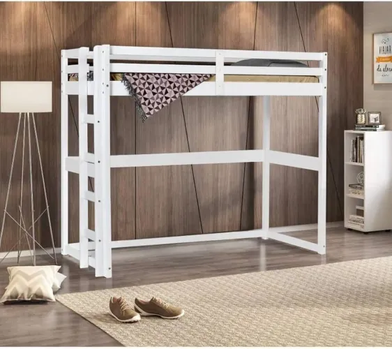 Cama solteiro alta Prime III branca Casatema