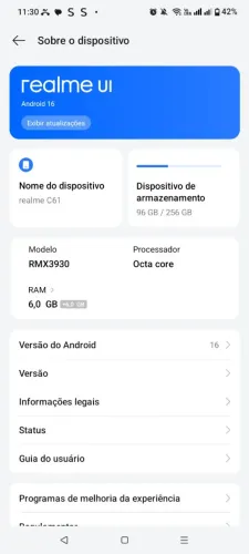 Celular Realme C61 256gb. Ram 6gb em ótimo estado de conservação.