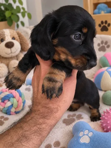 Lindos filhotes Basset teckel pêlo longo disponíveis!