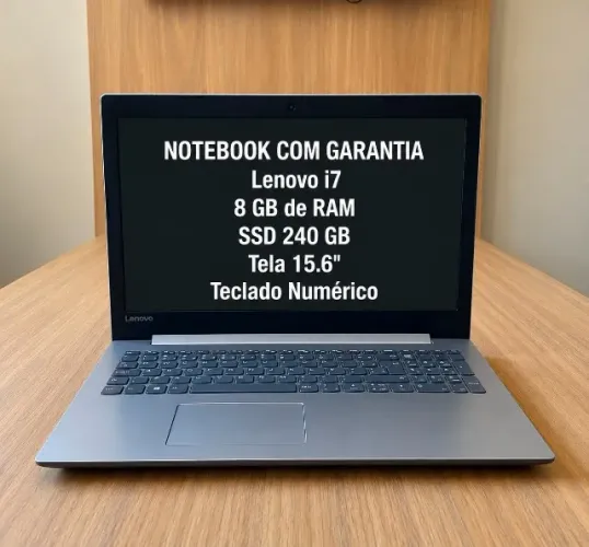 Notebook Lenovo i7 - 8GB RAM SSD 256GB Tela 15.6 + Teclado Numérico - Com Garantia