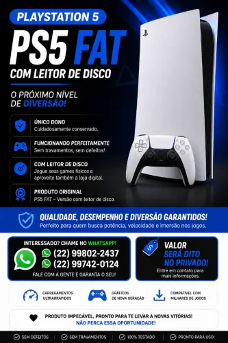 VENDO PLAYSTATION 5 VERSÃO FAT COM LEITOR DE DISCO