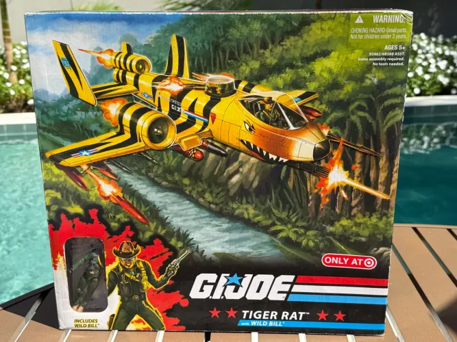 Gi Joe Tiger Rat VTOL Fighter Plane com Piloto Wild Bill Tiger comandos em ação 