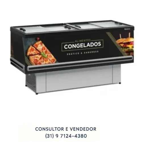 Ilha De Congelados 2M Gelopar Vidro Reto