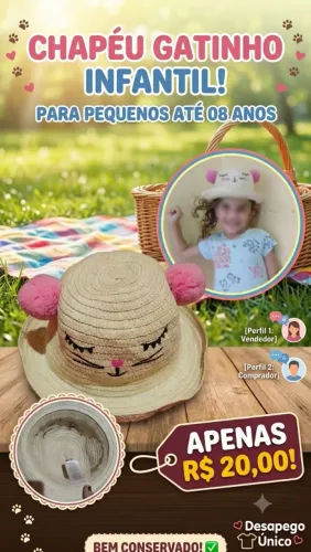 Chapéu gatinho infantil 