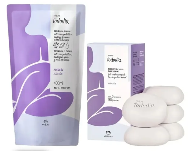 Kit Tododia Natura Algodão Sabonete + Refil de Creme