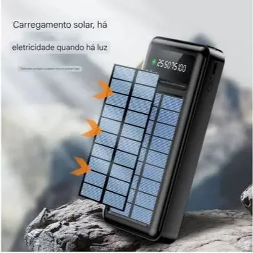 Power Bank Solar Carregador Portátil 20000mAh Mais Completo