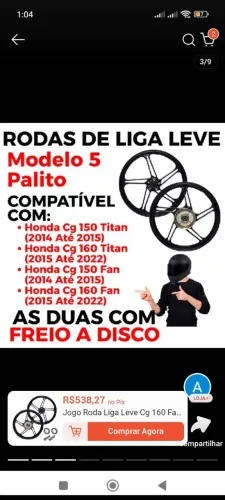 Jogo de roda para moto 150