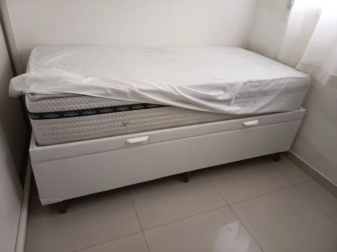 Cama Box Baú Solteiro + Colchão Ortobom