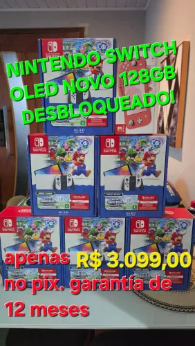 Nintendo switch oled DESBLOQUEADO 128gb + película de vidro